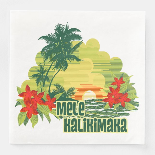 Mele Kalikimaka Tropical Island Hawaiian jul Pappersservett (Framsida)