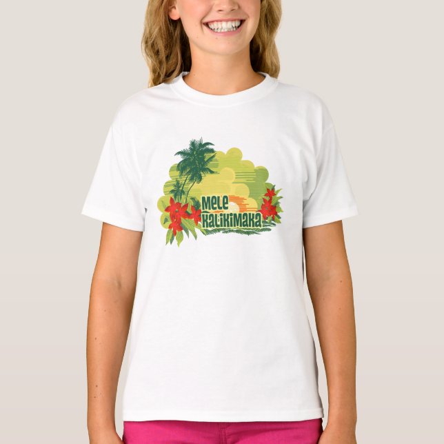 Mele Kalikimaka Tropical Island Hawaiian jul T-shirt (Framsida)