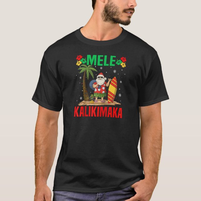 Mele Kalikimaka Tropical jul Hawaiian Julafton S T Shirt (Framsida)