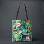 Mele Kalikimaka Tropical Jungle Birds Beach Tygkasse<br><div class="desc">Mele Kalikimaka är hawaiernas uttryck för God jul & glad helg! Våra livliga tropiska papegojor och tukaner står i en lush djungel med julhattar som gör bran gladare. Den här utformningen finns på en rad olika produkter för hemmet.</div>