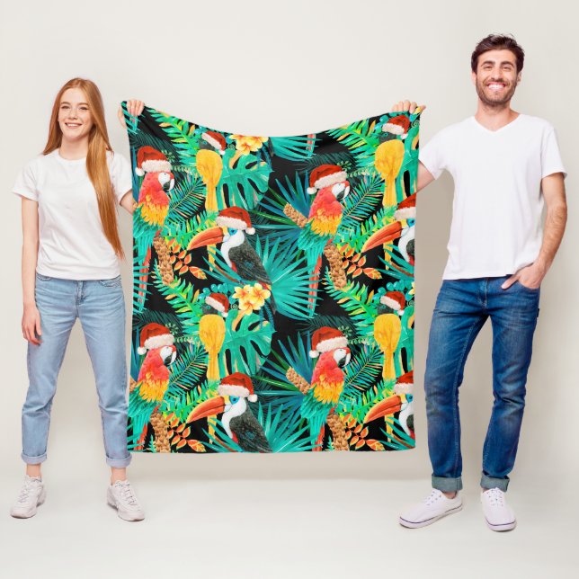 Mele Kalikimaka Tropical Jungle Birds Fleecefilt (På plats)