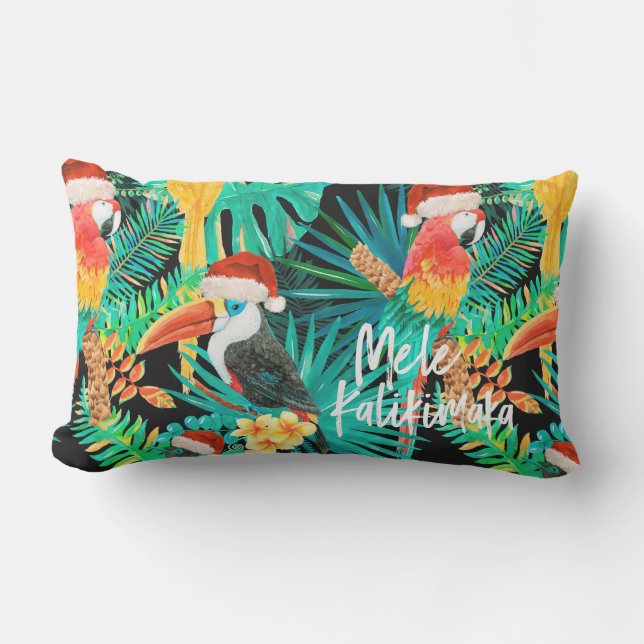 Mele Kalikimaka Tropical Jungle Birds Lumbarkudde (Framsida)