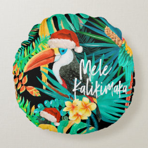 Mele Kalikimaka Tropical Jungle Birds Rund Kudde