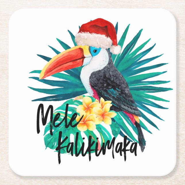 Mele Kalikimaka Tropical Jungle Birds Underlägg Papper Kvadrat (Framsidan)