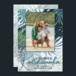 Mele Kalikimaka Tropical Photo Julkort<br><div class="desc">Tropical botanical ferns and foliage in blue,  teal and green,  these Christmas photo cards feature your names and Mele Kalikimaka greeting on the bottom in chic lettering. Select High Definition for best photo quality.</div>