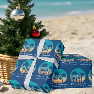 Mele Kalikimaka Tropical Sunset Anpassningsbar jul Presentpapper