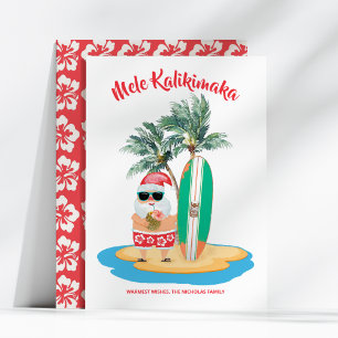 Mele Kalikimaka Tropical Surfing Santa jul Julkort