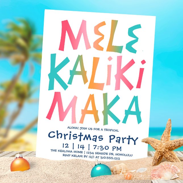 Mele Kalikimaka Tropical Typography jul Inbjudningar (Skapare uppladdad)