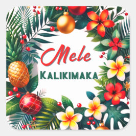 Mele Kalikimaka -Tropical Xmas Fyrkantigt Klistermärke