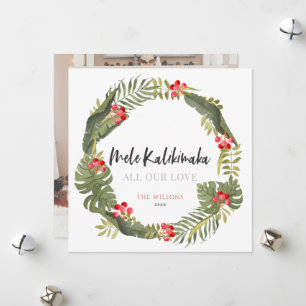 Mele Kalikimaka Tropisk Krans Foto Julkort