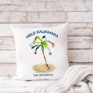 Mele Kalikimaka Tropisk Strand Palmtree Helg Kudde