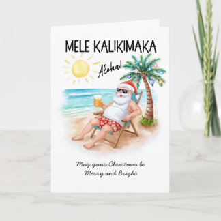 Mele Kalikimaka Tropisk Strand Santa Jul Helgkort
