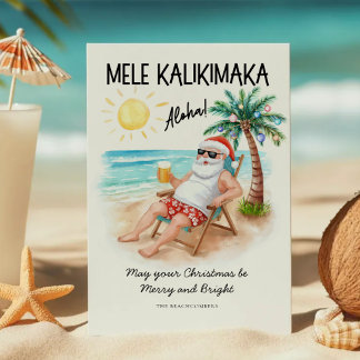 Mele Kalikimaka Tropisk Strand Santa Jul Julkort