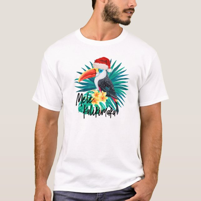 Mele Kalikimaka tropiska djungelfåglar T Shirt (Framsida)