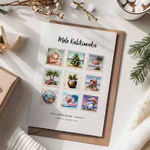 Mele Kalikimaka Tropiska Frimärken Julkort