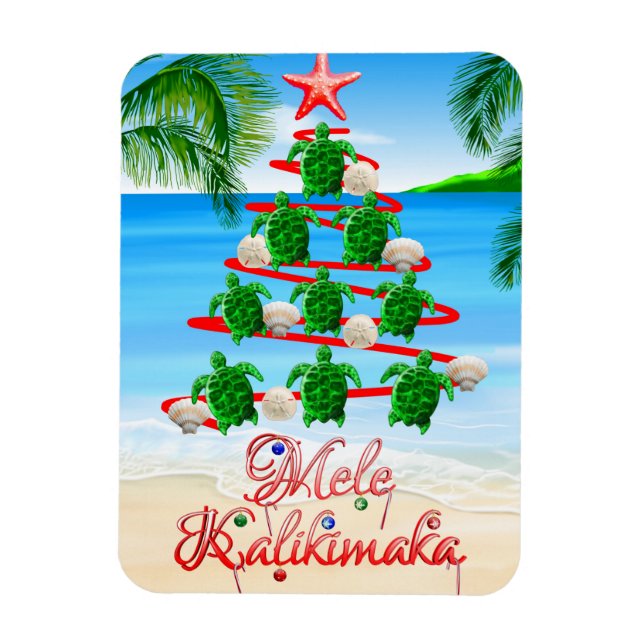 Mele Kalikimaka Turtles Magnet (Vertikal)