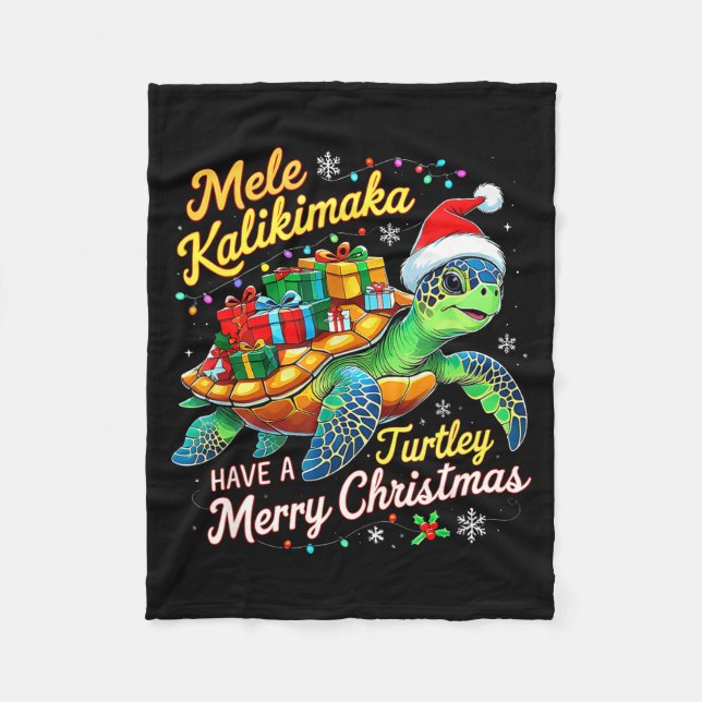 Mele Kalikimaka Turtley Have A Merry Christmas  Fleecefilt (Framsidan)
