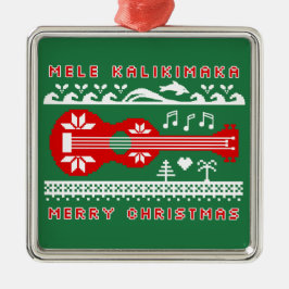 Mele Kalikimaka Ugly Sweater (Röd på Grönten) Julgransprydnad Metall