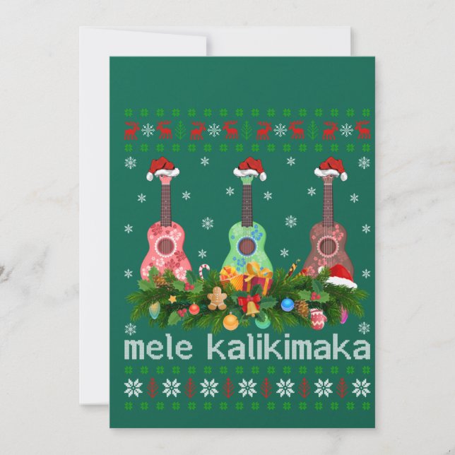 Mele Kalikimaka Ukulele Guitar Gift Ugly Ukulele Inbjudningar (Framsida)