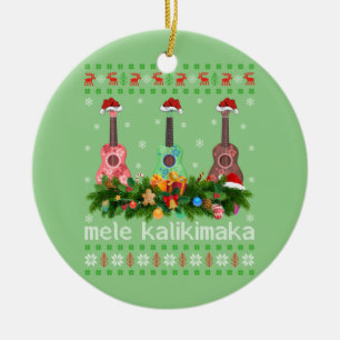 Mele Kalikimaka Ukulele Guitar Gift Ugly Ukulele Julgransprydnad Keramik
