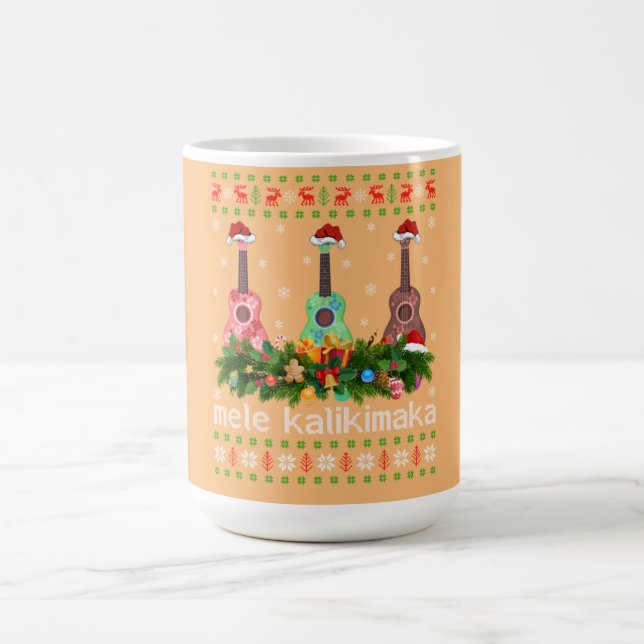 Mele Kalikimaka Ukulele Guitar Gift Ugly Ukulele Kaffemugg (Center)