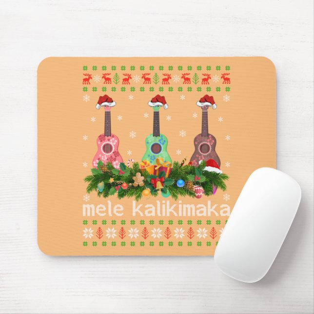 Mele Kalikimaka Ukulele Guitar Gift Ugly Ukulele Musmatta (Med mus)