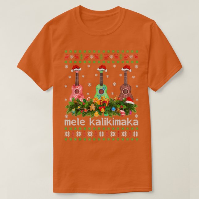 Mele Kalikimaka Ukulele Guitar Ugly Ukulele Kristu T Shirt (Design framsida)