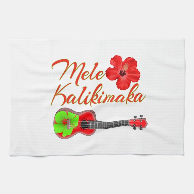 Mele Kalikimaka Ukulele Kökshandduk (Horisontell)