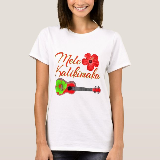 Mele Kalikimaka Ukulele T-shirt (Framsida)
