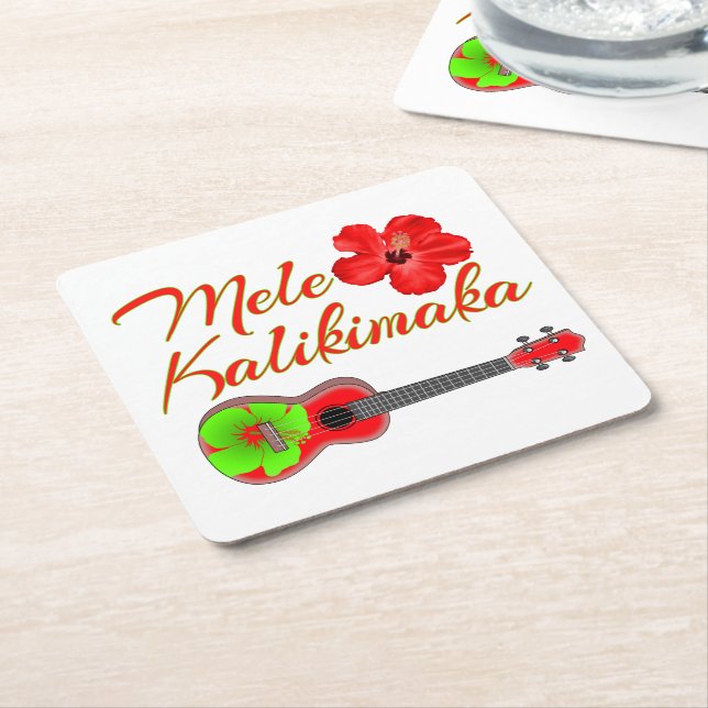 Mele Kalikimaka Ukulele Underlägg Papper Kvadrat (Vinklad)