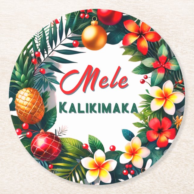 Mele Kalikimaka Underlägg Papper Rund (Framsidan)