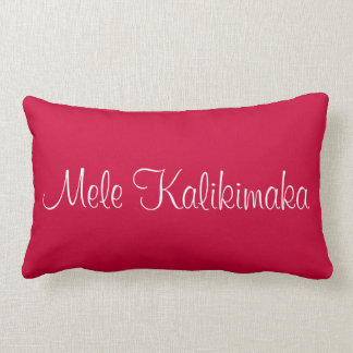 Mele Kalikimaka White Calligraphy BrightRed Lumbarkudde