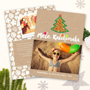 Mele Kalimaka Hibiscus Julgran Kraft Photo Julkort