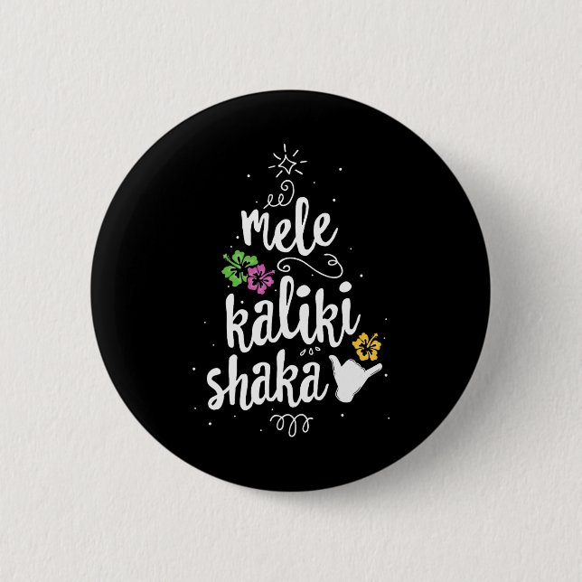 Mele Kalki Shaka Hawaii Julgran Kalikimaka Knapp (Framsida)