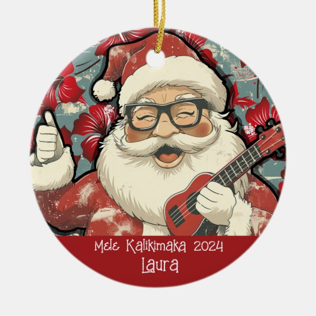Mele Kamikimaka Hawaiian Santa Ornament (Framsidan)