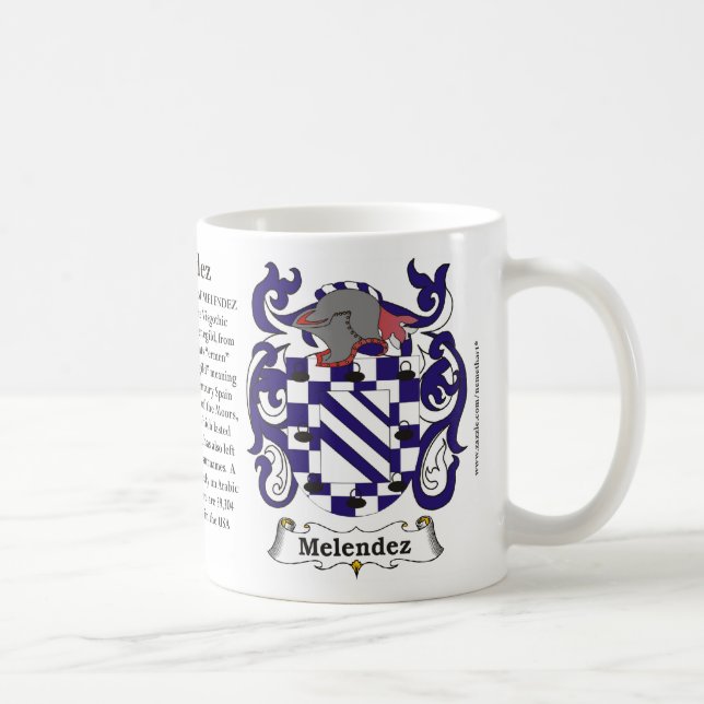 Melendez, ursprung, det menande och vapenskölden kaffemugg (Höger)