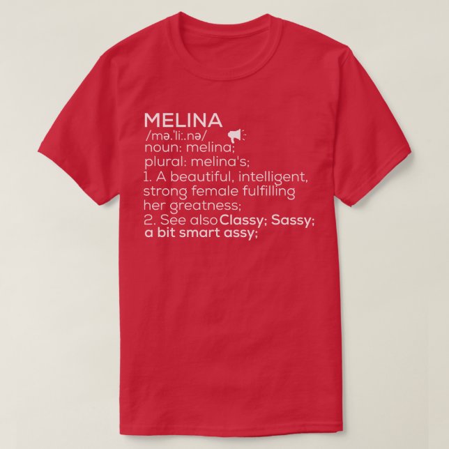 Melina Namn Melina Definition Melina Female Namn M T Shirt (Design framsida)