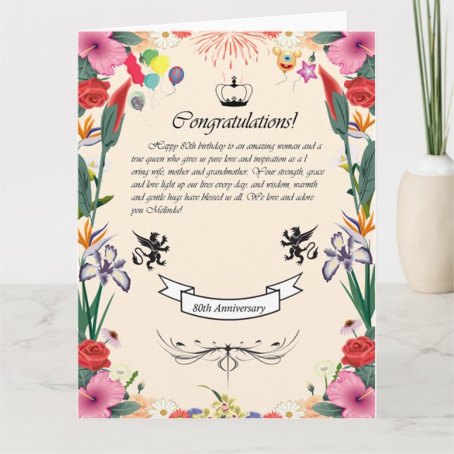 Melindas 80-dagars hälsningskort kort (Framsida)