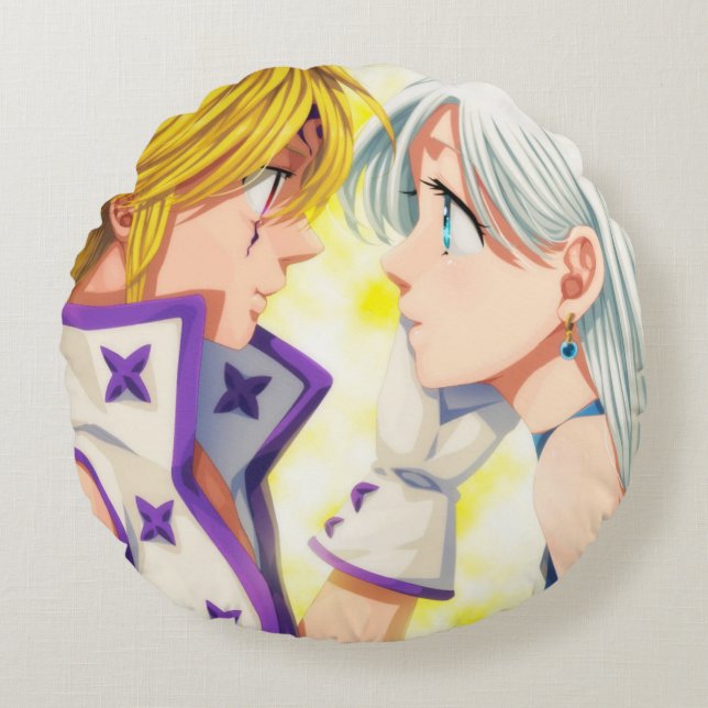 Meliodas och Elizabeth Rund Kudde (Framsidan)