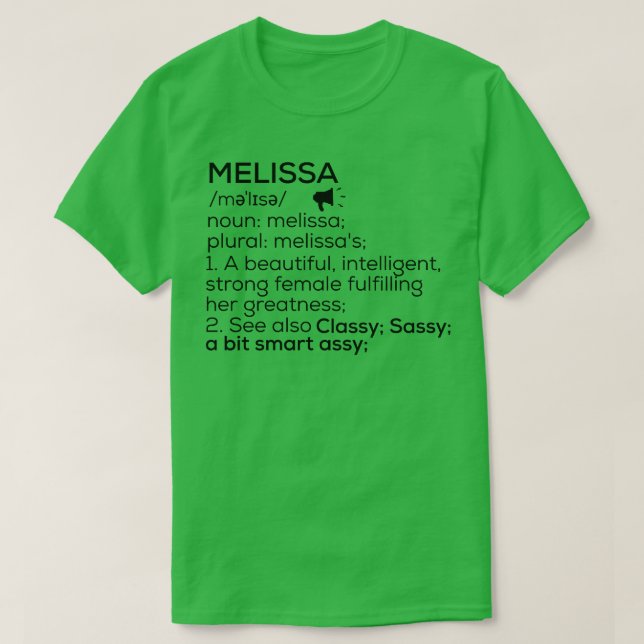 Melissa Namn Definition Melissa Female Namn T Shirt (Design framsida)