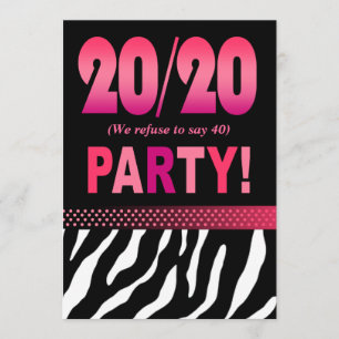 Melissas Fabulous 20/20 Zebra-Födelsedagsfest Inbjudningar