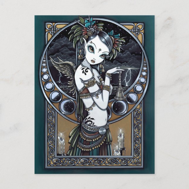 "Melita" Goth Tribal Fusion Dancer Angel Postcard Vykort (Framsida)