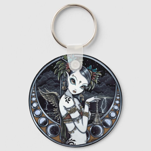 "Melita" Gothic Tribal Fusion Dancer Art Keychain Nyckelring (Framsida)