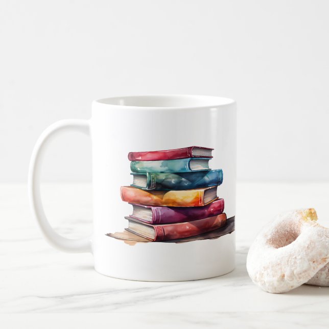 Mellan en bok och dig kaffemugg (Med munk)