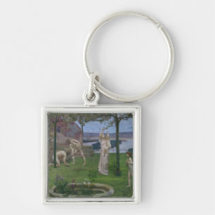 Mellan konst och naturen 1890 fyrkantig silverfärgad nyckelring