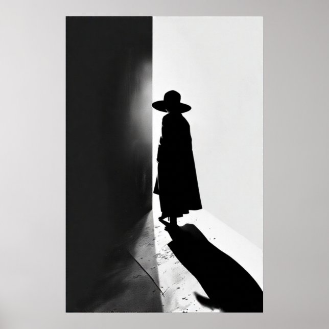 Mellan ljus och skugga: Ett minimalistiskt Silhoue Poster (Framsidan)