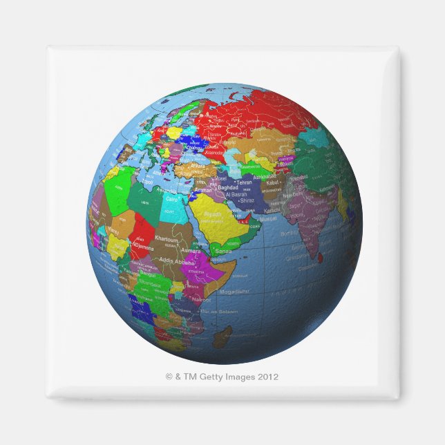 Mellan östern på Globe Magnet (Framsidan)