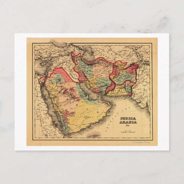 Mellan östern ’Persia Arabia’Panoramic Karta Vykort (Framsida)