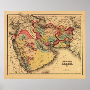 Mellan östern"Persien Arabien " panorama- karta Poster