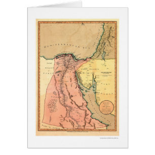 Mellan östernegyptenkarta - 1800 hälsningskort